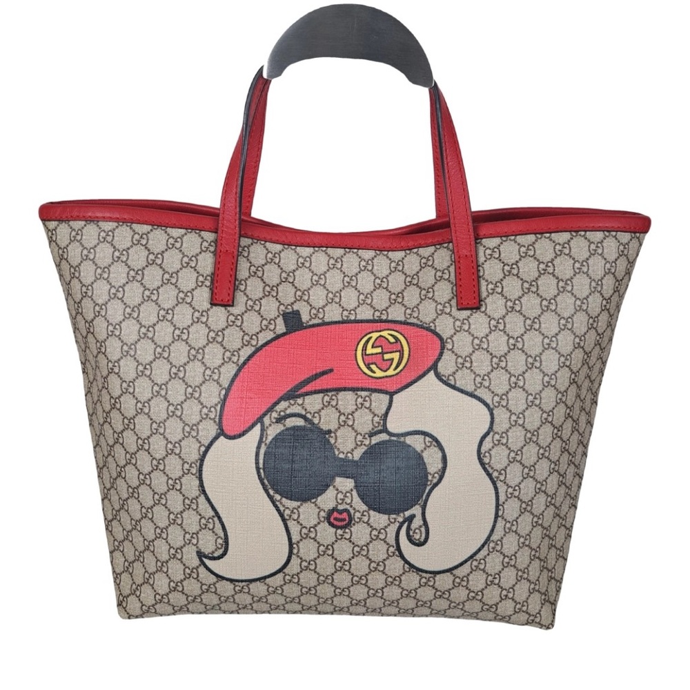 Gucci Beige and Red Graphic Tote